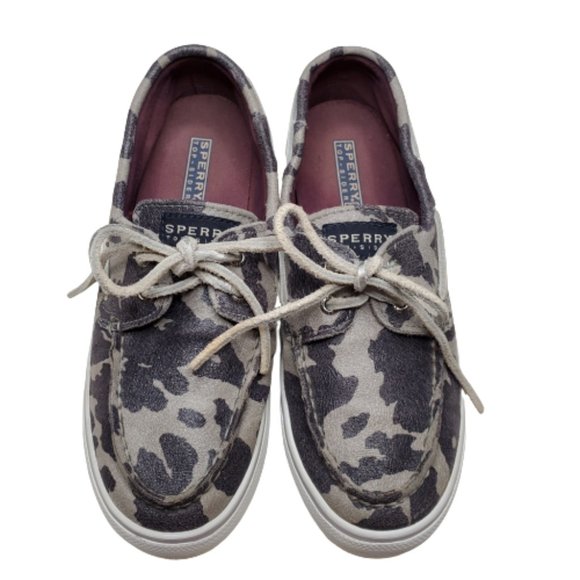 Sperry Top Sider Bahama Marble Cheetah Metallic Canvas Deck Boat Shoes Sz 6.5 - Picture 9 of 9